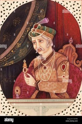 The Portrait of Mughal Emperor Akbar – A Masterclass in Miniature Detail and Regal Majesty!